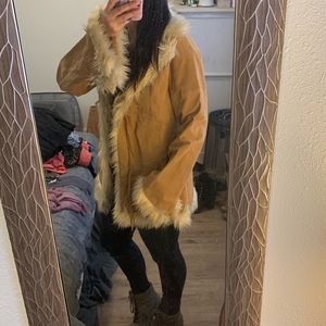 Vintage 70’s fur fringe suede coat